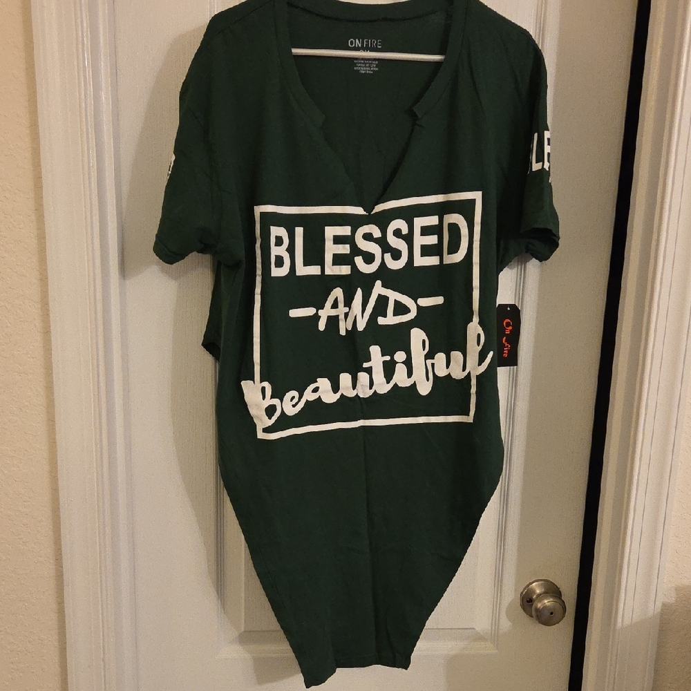 On Fire Forest Green 'Blessed and Beautiful' Tee